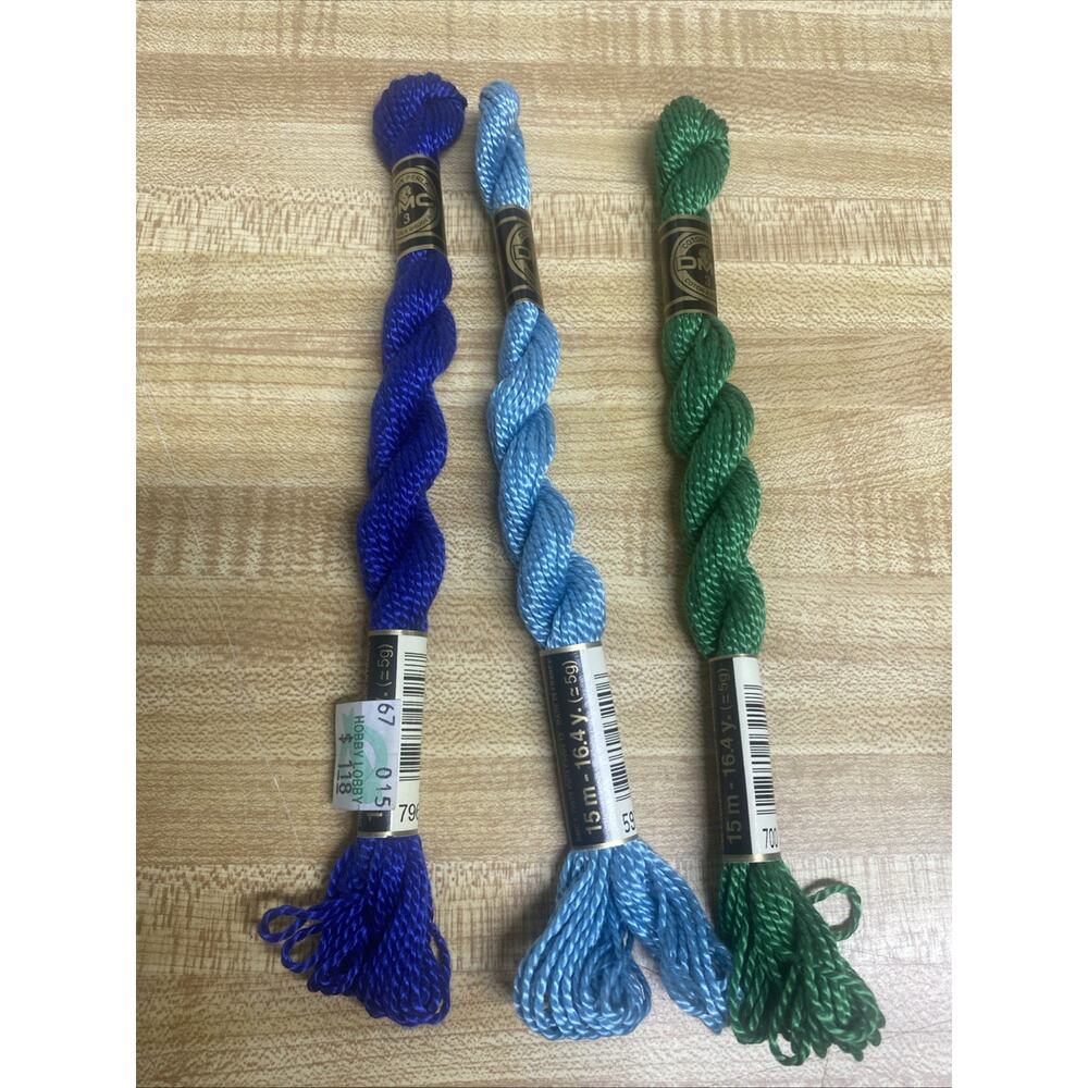 3 Skeins DMC Cotton Perle #3 Pearl Embroidery Floss Thread 15m/5g New